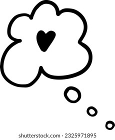 dialog thought cloud with heart doodle linear cartoon coloring book