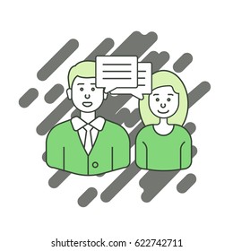 Dialog with two employees or friends or lovers