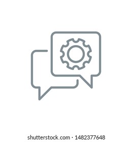 dialog with Web site support service outline flat icon. Single high quality outline logo symbol for web design or mobile app. Thin line logo. Gray icon pictogram isolated on white background