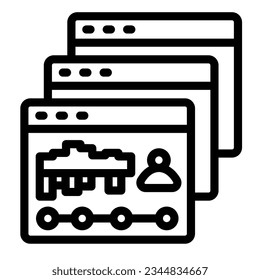 Dialog windows with site visits statistic line icon, web development concept, webpage vector sign on white background, outline style icon mobile concept web design. Vector graphics.