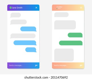 Dialog-enabled interface, online chat rooms, pop-ups when you visit marketing website and mobile applications. Chat bot form. Vector illustration.