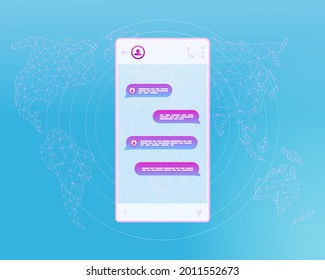Dialog-enabled interface, online chat rooms in mobile applications. Chat bot form. Vector illustration.