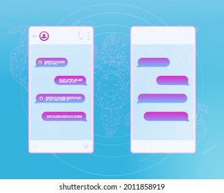 Dialog-enabled interface, online chat rooms in mobile applications. Chat bot form. Vector illustration.