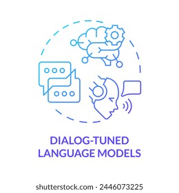 Dialog-tuned language models blue gradient concept icon. Intent management. Sentiment analysis. Round shape line illustration. Abstract idea. Graphic design. Easy to use in infographic, presentation