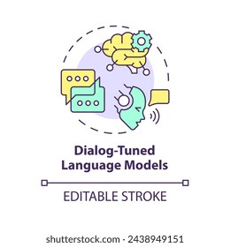 Dialog-tuned language models multi color concept icon. Intent management. Sentiment analysis. Round shape line illustration. Abstract idea. Graphic design. Easy to use in infographic, presentation