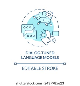 Dialog-tuned language models soft blue concept icon. Intent management. Sentiment analysis. Round shape line illustration. Abstract idea. Graphic design. Easy to use in infographic, presentation