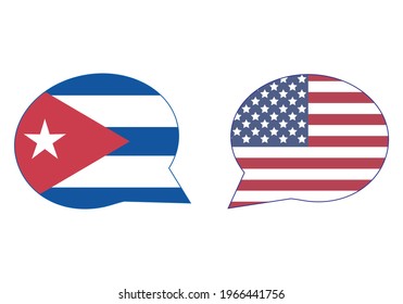 
Dialogue between Cuba and the US or USA. Diplomatic relations between Cuba and the US. International relations North South