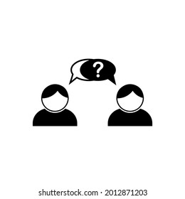 Diálogo entre dos personas. Discusión, respuesta a una pregunta. Icono blanco y negro. Ilustración del vector