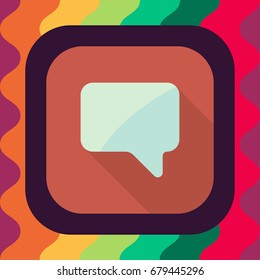 dialogue box flat icon with long shadow, vector illustration