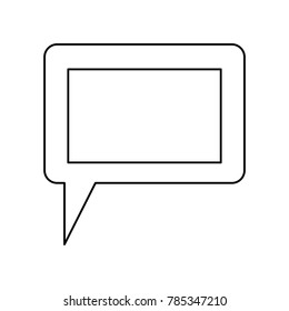 dialogue box icon with tail and frame in monochrome silhouette
