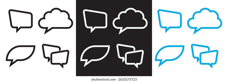 Ícone da caixa de diálogo. Vetor para sites, interfaces móveis, apresentações, banner, marca visual etc. Ilustração vetorial. isolada no plano de fundo branco e preto. EPS 10