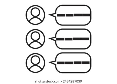cuadro de diálogo, icono de línea de comentarios del usuario del sitio, concepto de diseño web, signo de vector de comentarios sobre fondo blanco, icono de estilo de esquema concepto móvil diseño web