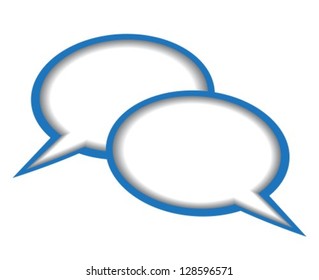 Dialogue bubbles with blue edges on white background