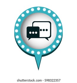 dialogue in circular speech with blue contour with dotted and tail vector illustration