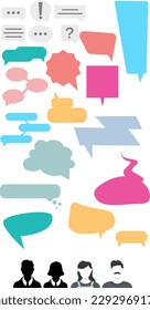 Dialogue. Collection of different speech balloons and faceless people illustrations on white background