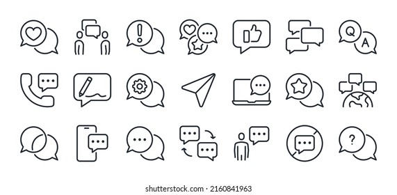 Dialogue, communication, conversation or chatting related editable stroke outline icon isolated on white background flat vector illustration. Pixel perfect. 64 x 64.