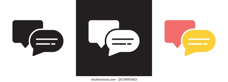 Ícone relacionado a diálogo, comunicação, conversa ou bate-papo. Vetor para sites, interfaces móveis, apresentações, banner, marca visual etc. Ilustração vetorial. EPS 10