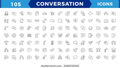 Dialogue, communication,Approved, Checkmark box and Social media message. Chat and quote line icons. Chat speech bubble, conversation or chatting related editable stroke outline icon.
