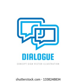 Dialogue - concept business logo template vector illustration. Talking chat abstract sign. Message speech bubbles symbol. Discussion icon. Communication consulting insignia. Graphic design element. 