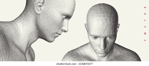 Dialogue, contact, conversational exchange between two individuals. People talk face to face. 3D vector Illustration for advertising, marketing or presentation. 