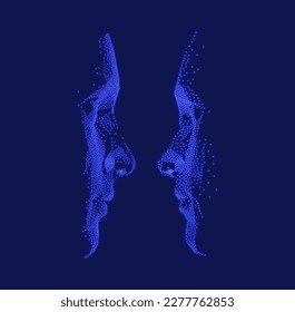 Dialogue, contact, conversational exchange between two individuals. People talk face to face. 3D vector Illustration for advertising, marketing or presentation. 