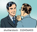 Dialogue conversation businessmen retro style pop art