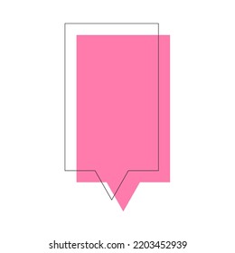 Dialogue and conversation sign. Vivid illustration of pink speech bubble in form of vertical rectangle for web sites, apps, adverts, stores, shops