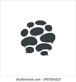 Dialogue, conversation vector illustration, flat silhouette, circle 