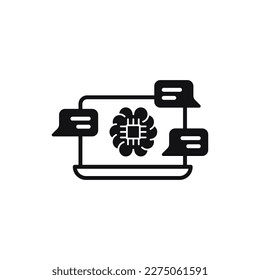 Dialogue Generation, Conversation Creator, Automated Dialogue, Dialogue Builder, Dialogue Generator, Chatbot Scripting, Automated Scripting, Conversation Flow solid vector icon.