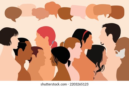 Dialogue group with diverse multi-ethnic people. Talking, socialising, and sharing ideas. Providing information. Dialogue group with diverse multi- ethnic people.