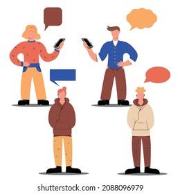 Dialogue group of diverse  people. Talking and share ideas. Communication concept. People Group. Business People. Communication. Social Network. Speech Bubbles. Illustration. Crowd talking.