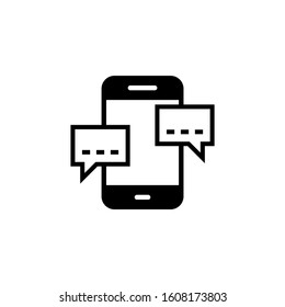 Dialogue Icon in black flat design on white background, Line Chat symbol for your web site design, logo, app, UI