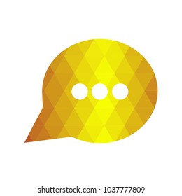 Dialogue icon. Chat sign. Social media symbol. Golden low poly style.