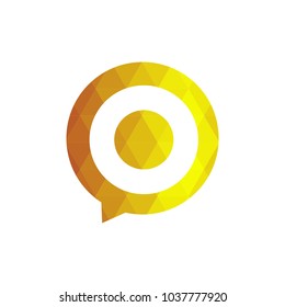 Dialogue icon. Chat sign. Social media symbol. Golden low poly style.