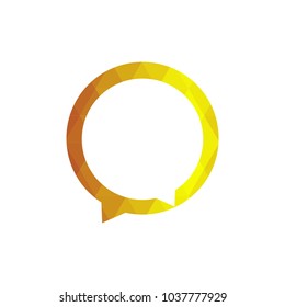 Dialogue icon. Chat sign. Social media symbol. Golden low poly style.