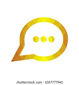 Dialogue icon. Chat sign. Social media symbol. Golden low poly style.