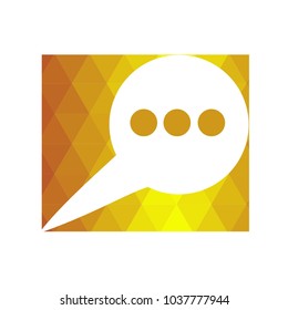 Dialogue icon. Chat sign. Social media symbol. Golden low poly style.