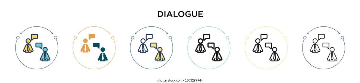 Dialogue icon in filled, thin line, outline and stroke style. Vector illustration of two colored and black dialogue vector icons designs can be used for mobile, ui, web