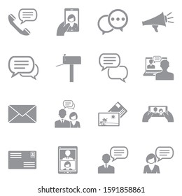 Dialogue Icons. Gray Flat Design. Vector Illustration.
