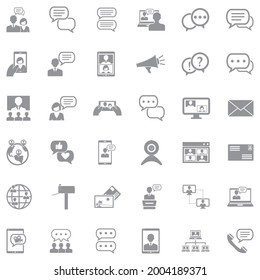 Dialogue Icons. Gray Flat Design. Vector Illustration.