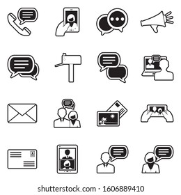 Dialogue Icons. Line With Fill Design. Vector Illustration.