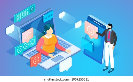 dialogue isometry vector flat illustration 