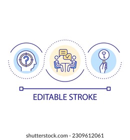 Dialogschleifenkonzept-Symbol Gewinnen Sie Informationen. Fokus auf das Thema. Unterrichtsgespräch. Wichtige Informationen abstrakte Idee dünne Linie Illustration. Einzeln Umrisszeichnung. Bearbeitbarer Strich. Arithmetik verwendet