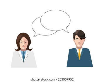 dialogue men and women flat vector illustration isolated on white
