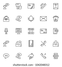 Dialogue outline icons set. linear style symbols collection, line signs pack. vector graphics. Set includes icons as user talk, speech bubbles, postcard letter and pen, ringing phone, inbox message