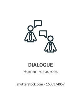 Icono de vector de esquema de diálogo. Icono de diálogo negro en línea delgada, ilustración de elemento simple vector plano a partir del concepto de recursos humanos editable trazo aislado en fondo blanco