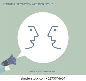 Dialogue of people. An image of people's conversation. Interlocutors, communication. Vector image of two chatting people. Negotiations, discussion.