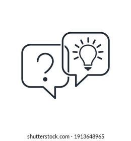 Dialogue, question and answer. Contacting a specialist for advice. Vector linear icon isolated on white background.