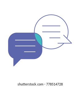 dialogue speech set with tail in blue and purple color sections silhouette