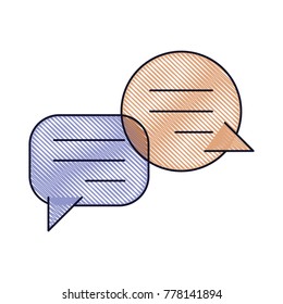 dialogue speech set with tail in colored crayon silhouette